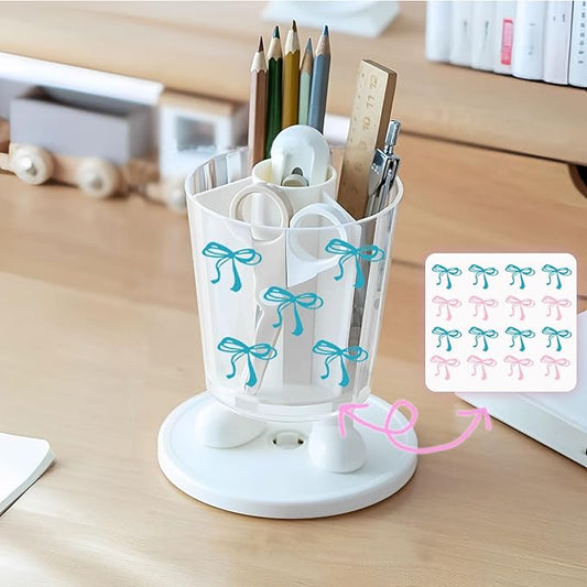 INSTOME Rotating Pen Holder,Cute Bow Pen Holder,Office Desk Accessories for Work, School,or Home