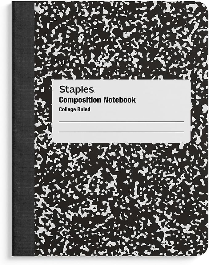 STAPLES Composition Notebook, 9.75x7.5 Inch, College Ruled, 48/Ctn