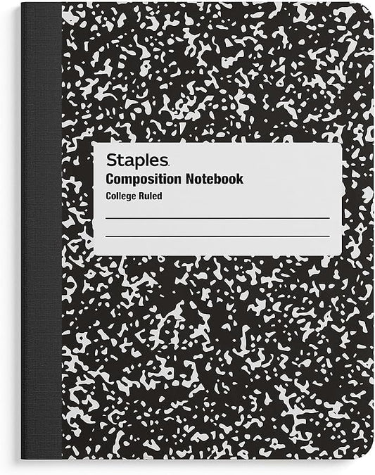 STAPLES Composition Notebook, 9.75x7.5 Inch, College Ruled, 48/Ctn