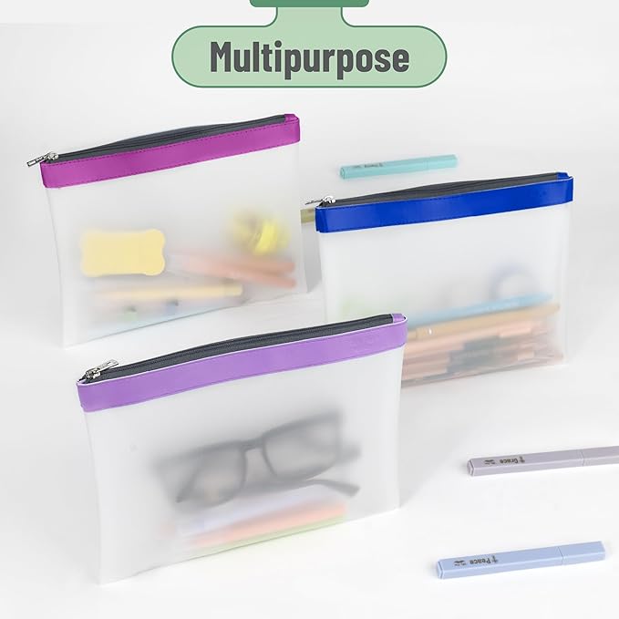 Mr. Pen- Clear Pencil Pouch, 9" x 6.88", 3 Pack, Durable TPU Material, Large Water-Resistant Pencil Bags with Smooth Zipper, Multipurpose Clear Pouch for Stationery, School, Office, Travel Supplies