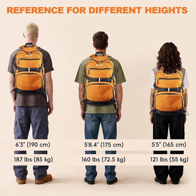 Seektop Travel Backpack for Men Women, Multiple Pockets 40L Hiking Backpack | Lightweight Foldable Carry on Backpack for Outdoor Camping Sport Leisure