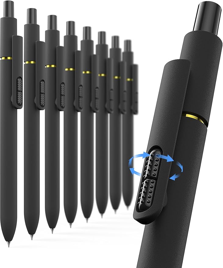 Hiacry 8 Pcs Gel Pens, Quick-Dry Long Lasting Black Ink-0.7 MM Fine Point | Smooth Writing Fidget Pens, Stress Relief, No Smear, No Bleed, Journaling, Note Taking, Work,School,Office, Students & Adults