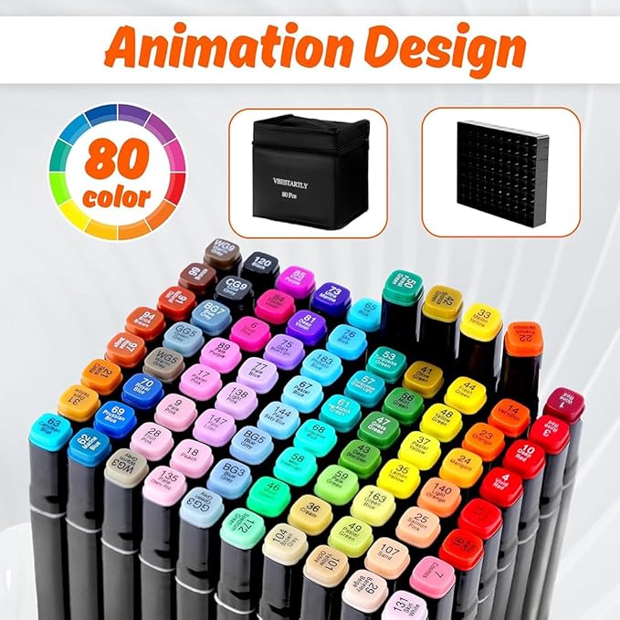 VBESTARTLY 262 Colors Alcohol Markers with Base, Permanent Dual Tip Art Markers for Adults Anime Coloring Sketch Illustrations Pefect for Gift- Refillable