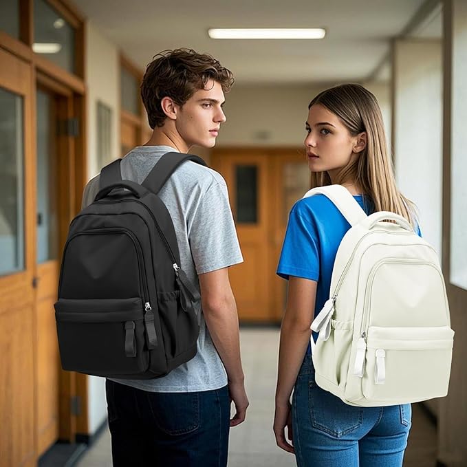 winspansy Small Backpack For School Girls Boys Aesthetic Lightweight Travel Daypack Simple Cute Backpack For Women Men College High School Bookbag Fit 14 Inch Laptop,Beige