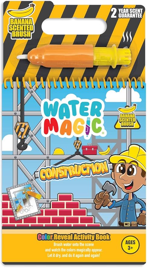 Scentco Water Magic - Patented Gourmet Scented Reusable Water Reveal Activity Books - No Mess, All Fun (Grape Kingdom and Construction)