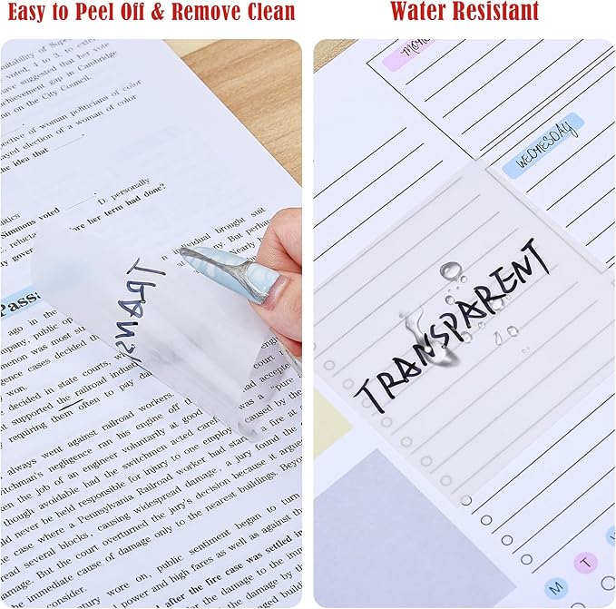 BAYTORY 850 Sheets Transparent Sticky Notes with Permanent Markers, Clear 3 x 3 inch Sticky Note to Post Book Annotation Kit, See Through Self-Adhesive Index Tabs for Bible Journaling (Pink)