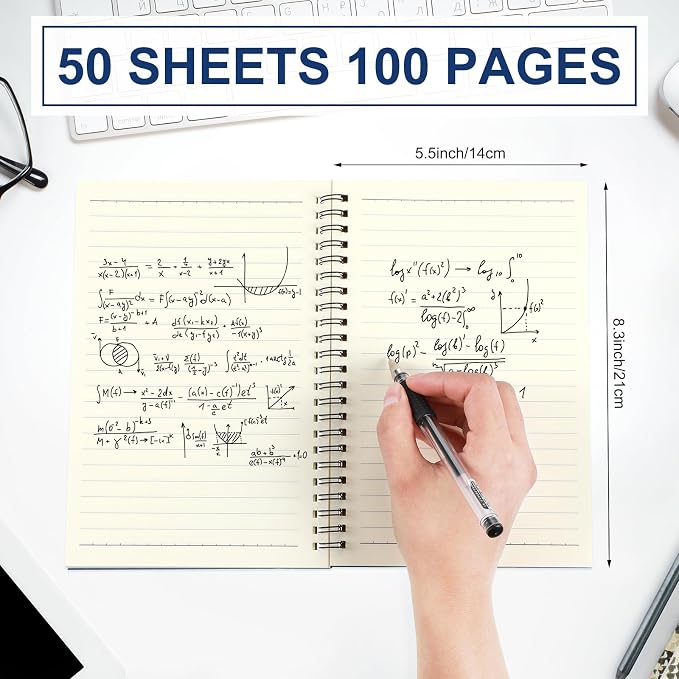 Yahenda 2 Pcs Spiral Notebooks, 1 Subject, Wide Ruled, Deep Blue