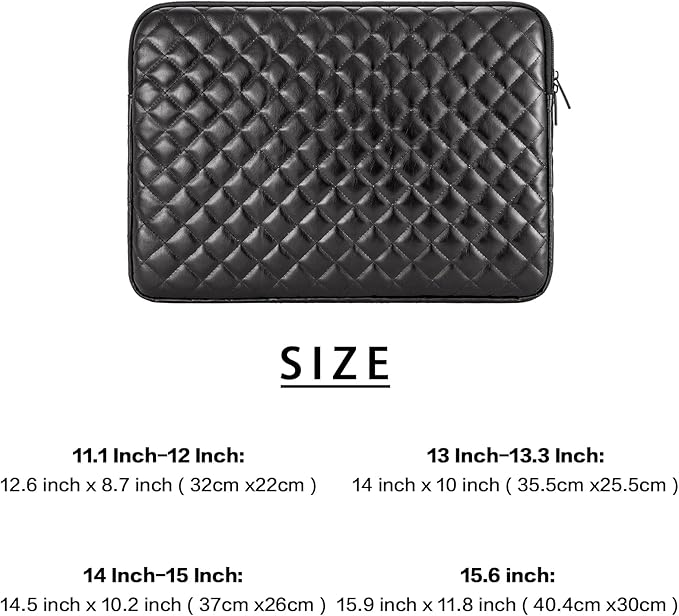 Puffy Laptop Sleeve 11 12 13 13.3 14 15 15.6 inch Puffy Laptop Case Protective Bag Quilted PU Leather Lined Padded