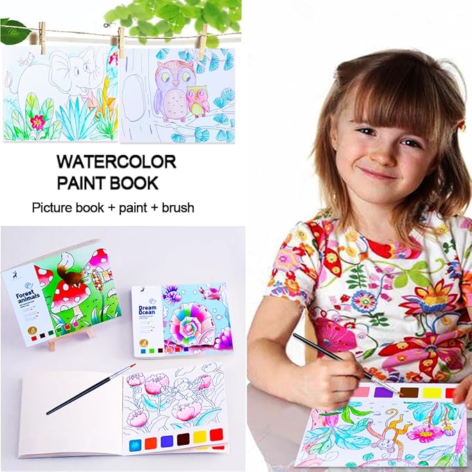 YXOTJHS Paint with Water Books, Watercolor Coloring Books for Kids Ages 4-8, Mess Free Water Painting Book for Toddlers 2-4, Arts and Crafts for Kids 4-6 Girls Boys Gifts