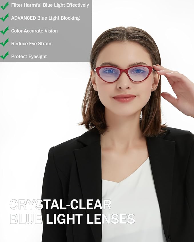 EYEURL 4-Pack Cat Eye Reading Glasses for Women- Blue Light Blocking Readers with Spring Hinges,Anti-Glare/UV Rays Reading Glasses,0.75