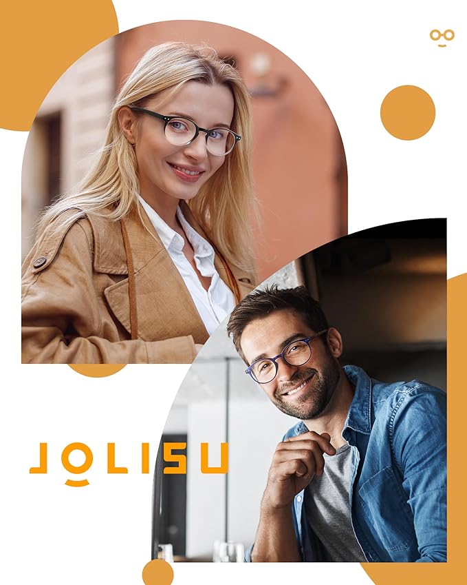 JOLISU 5 Pack Reading Glasses For Women/Men-Blue Light Blocking Computer Reader W/Round Frame - Retro Clear Lens Fake Eyeglasses（0.5）