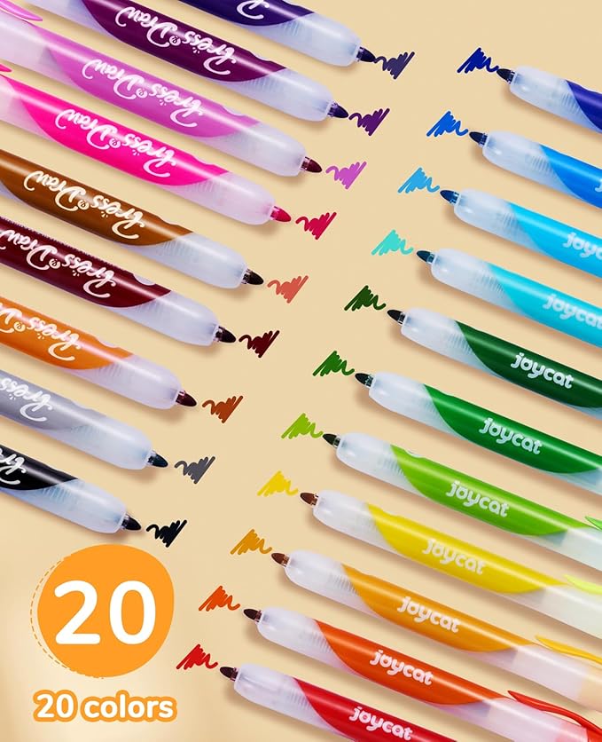 JoyCat Click & Draw Washable Markers for kids with Retractable Tips,20 Colors Markers Set,retractable marker for Toddlers Kids, Ideal arts & crafts supplies,coloring markers,Holiday Gifts for Kid.
