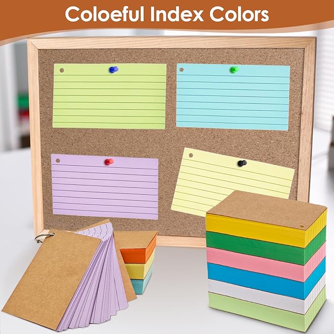 2000 PCS Index Cards 3x5 Inches Colored Flash Cards with Ring Lined Flashcards Ruled Index Cards Notecards Study Cards Note Cards for Studying Learning School College, 10 Colors
