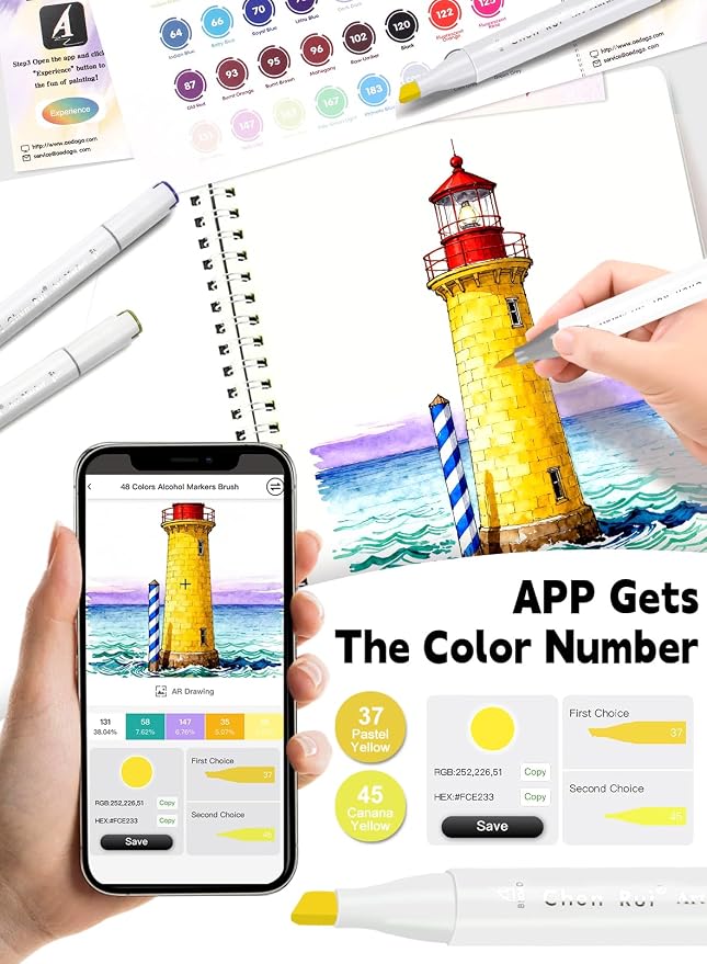 120 Colors Alcohol Markers Brush and Chisel Tip with APP Chen Rui Markers