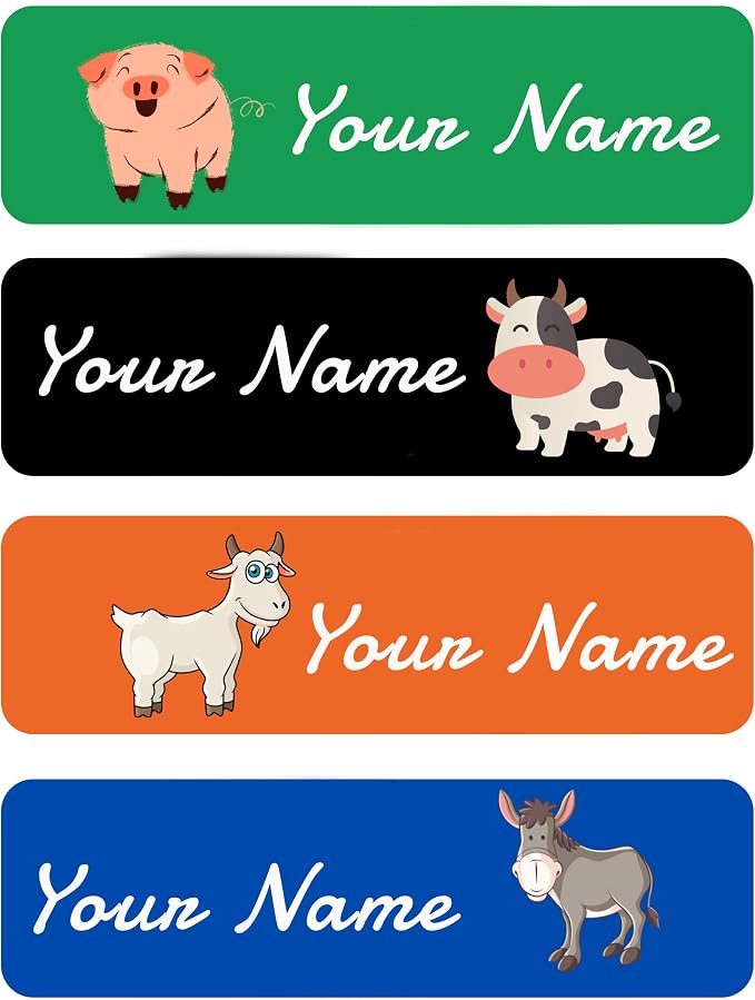 Custom Waterproof Dishwasher Safe Kid Name Labels for Daycare(128 Pack), Camp, School Supply, Baby Bottles, Lunch Boxes and Cups, Travel. Cute Personalized Design Name Stickers (Pattern 22)