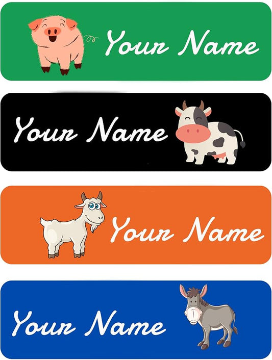 Custom Waterproof Dishwasher Safe Kid Name Labels for Daycare(128 Pack), Camp, School Supply, Baby Bottles, Lunch Boxes and Cups, Travel. Cute Personalized Design Name Stickers (Pattern 22)