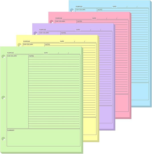 Ctosree 200 Sheets Cornell Notes Loose Leaf Paper, 8.5 x 11 Inch, 3 Hole Punch, Cornell Notes Filler Paper for School Office College Business Home (Colorful)