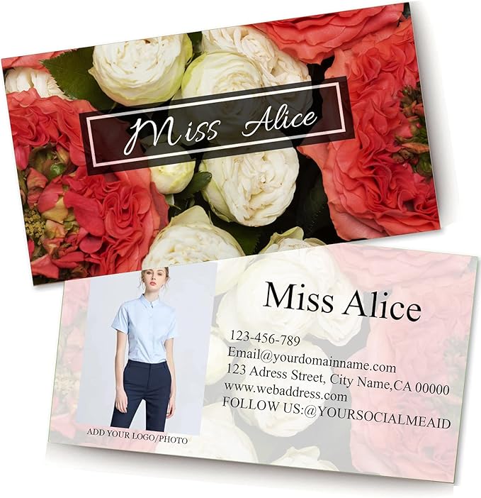 Customized Name Cards 500 PCS, Customized Design with Picture Texture All Business Designs cards No Additional Charge (Color-G)