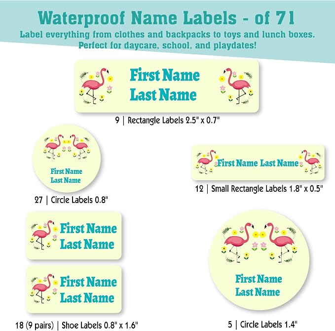 Personalized Daycare Name Labels for Kids (71 Labels) - Custom Durable Waterproof Name Stickers for Clothing Tags, Water Bottles, Lunch Boxes, and School Supplies - Dishwasher, Washer