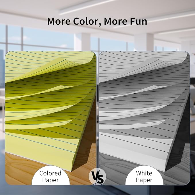 500 Sheets Loose Leaf Paper 8" x 10.5" Colored Filler Paper College Ruled 3-Hole Punched Lined Paper Notebook Paper for 3-Ring Binders Notepad Writing Note Pads Ideal for Home, School, Office