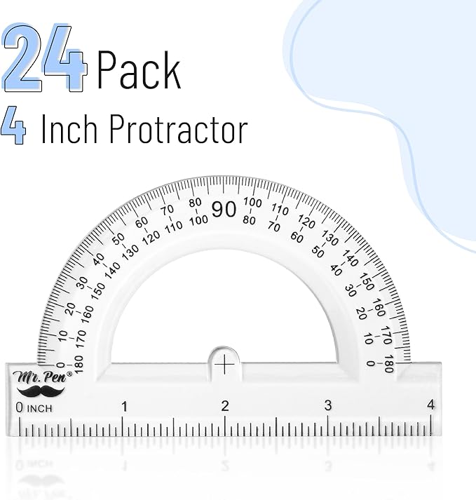 Mr. Pen- 360 Degree Protractor, 6 Inch, 2 Pack, Clear Full-Circle Protractors for Precise Angle Measurement, Ideal for Geometry, Math Class, Drafting, Engineering, and Technical Drawing