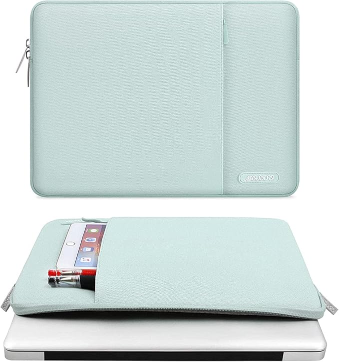 MOSISO Laptop Case 13 inch, 13 inch Laptop Sleeve Compatible with MacBook Air M4 M3 M2 M1 2025-2018 / Pro M2 M1 2025-2016, Polyester Vertical Computer Sleeve Bag with Pocket, Mint Green