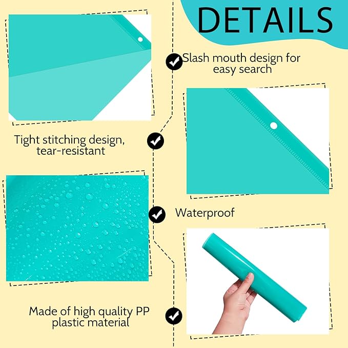 Maitys 5 Pack Binder Pockets 3 Hole Punch Clear Plastic Document Folders Binder Organizer Store Letter Size 8.5 x 11 Inch Paper Folders with Pockets Slash File Jacket for Office (Bright Colors)