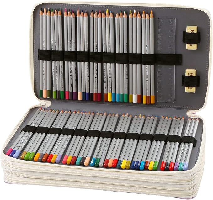 Portable Colored 300 Slots Pencil case Organizer with Printing Pattern for Watercolor Pens or Markers, Pencil Case Organizer for Artist
