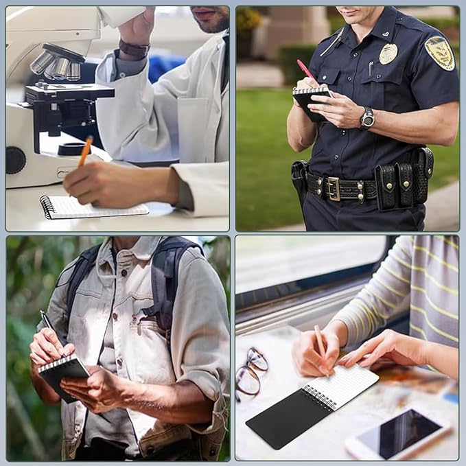 4PCS Weatherproof Pocket Spiral Notebook 3"x5" with Stone Graph Paper and PVC Cover, All-Weather Notepad A7 Steno Pads for Outdoor Field Military Tactical Memo (Grey, 4 Pack)