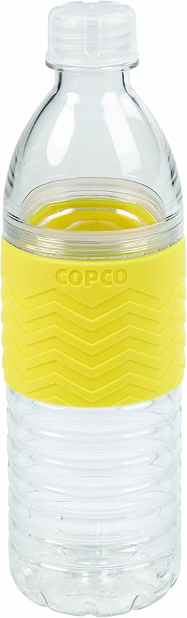 Copco Hydra 16.9 oz Water Bottle with Leak-Proof Lid - Tritan Reusable with Textured Grip Sleeve - BPA-Free, Shatter-Resistant, Dishwasher Safe for Travel, Gym, Work, Outdoors (Chevron Buttercream)
