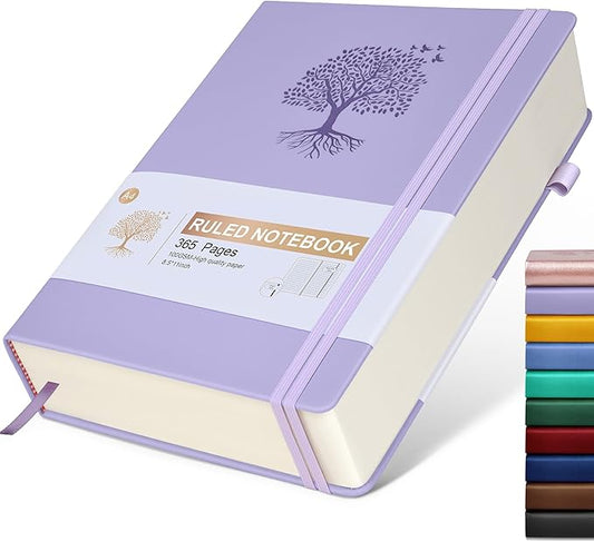 Lined Journal Notebook, 365 Pages A4 Large Journals for Writing Ruled Notebook, Hardcover Leather Journal for Women Men, Daily Journal Notebook for Work, Note Taking, 100Gsm Paper ( 8.5" x 11" Purple)