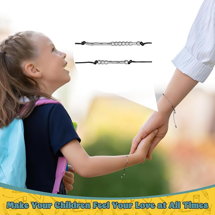 EOBOH Back to School Supplies, Back to School Bracelet Mommy and Me, Prek Matching Wish Bracelets Set, Adjustable Bracelet for Boys Girls Gifts Stuff Bulk