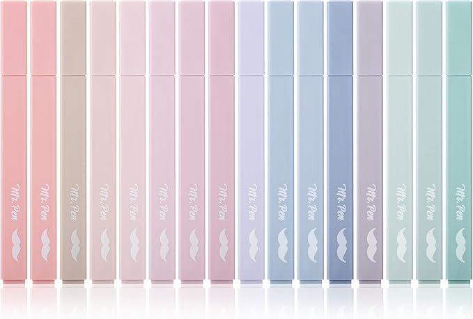 Mr. Pen- Aesthetic Highlighters No Bleed, 16 Pack, Morandi Colors, Chisel Tip, Cute Highlighters Assorted Colors for Journaling, Highlighting, Underlining, Fast Dry, Back to School Supplies