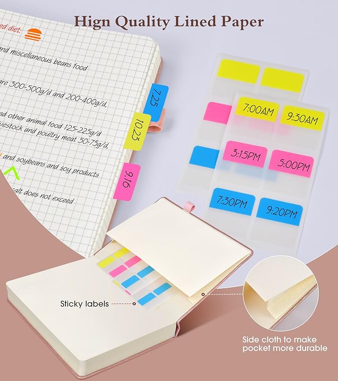 Ansopu Graph Paper Notebook Journal, 360 Numbered Pages Grid Notebooks 8.5 x 11, Thick 100gsm Paper Graphing Journals for Women Men, A4 Large Hardcover Graph Leather Journals for Writing Pink
