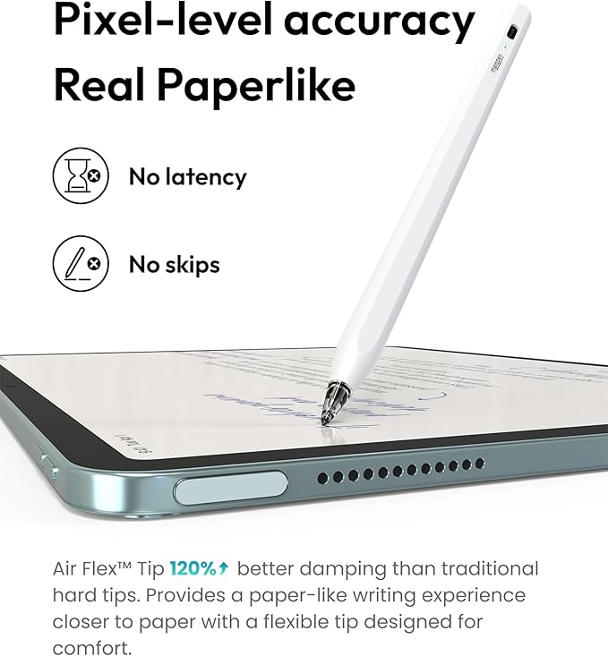 Metapen Pencil Air8 Pro for iPad 2018-2026, Ultra-Quiet, 2X Fast Charging, Palm Rejection Stylus Pen for iPad a16/11/10/9/8/7/6th Gen, Pro 12.9/11/13-inch M4, Air 3/4/5/M2/M3/M4, Mini 5/6th