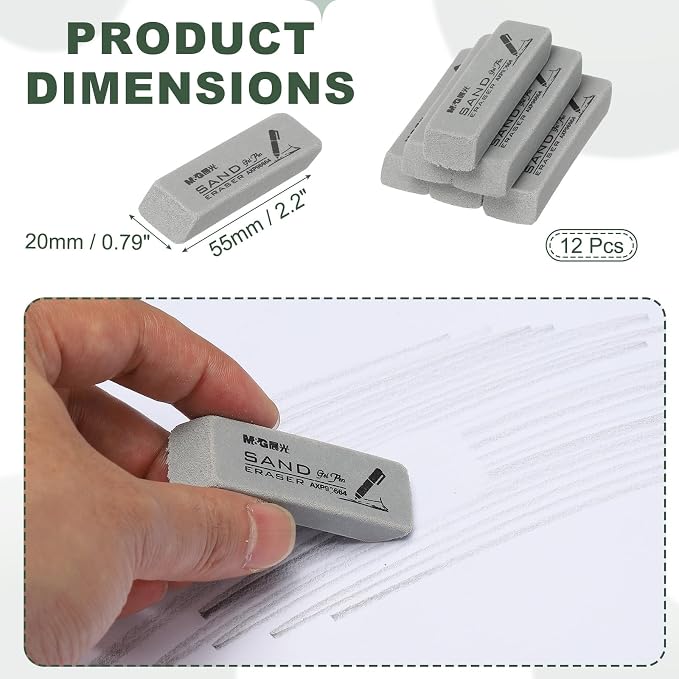 PATIKIL 12 Pcs Sand Erasers, Frosted Eraser Block Easy to Clean Durable Bulk for Gel Ink Ballpoint Fountain Pen Office, AXP96664, Gray