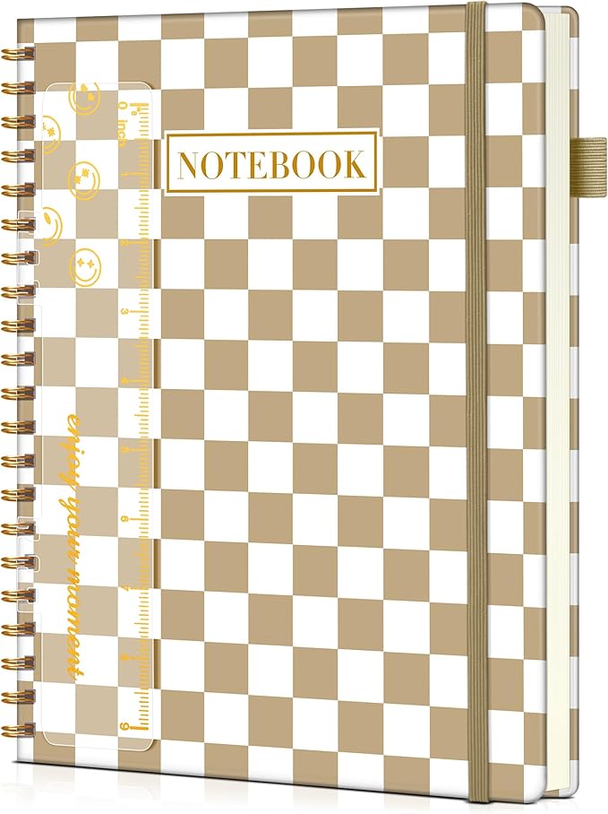 Spiral Notebook Journal 8.5” x 11”, A4 Large Notebooks for Women Men, College Ruled Lined Journal, 100 GSM Paper, Hardcover Spiral Bound Journals for Work School Note Taking Business, Gingham