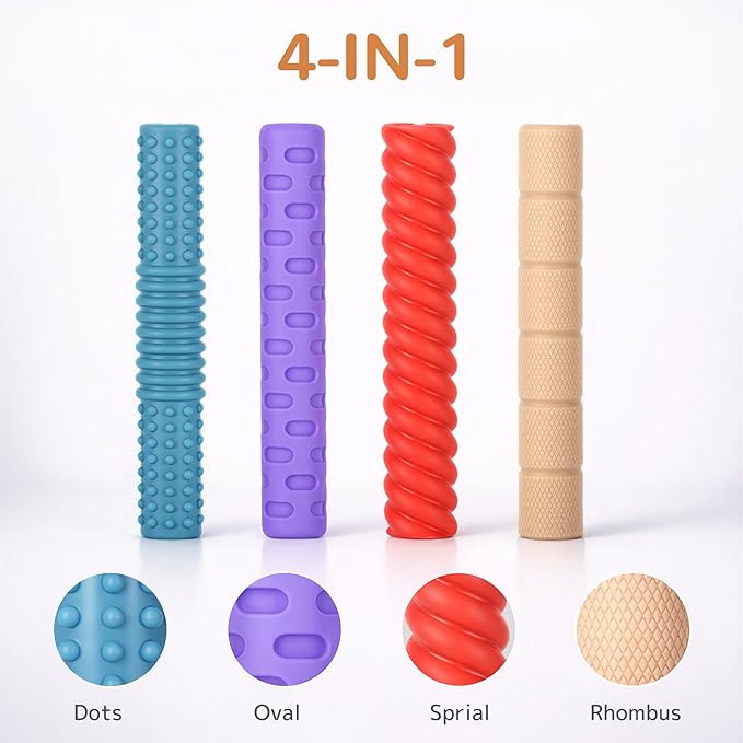 Textured Silicone Pencil Grips, Sensory Pencil Fidget Sleeves for Kids, Teens, Adults with ADHD, Autism, Anxiety Relief, Writing Aid Tools ADHD Tools (8 Packs)