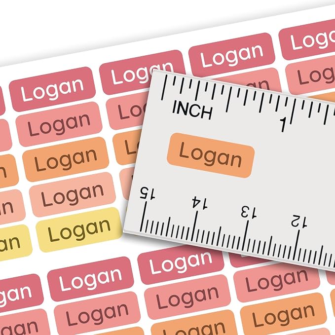 Personalized Mini Name Labels for Kids (210 Count) – Custom Waterproof Name Stickers for School, Daycare, Water Bottles, Lunch Boxes, Pencils, Supplies - Citrus Sorbet
