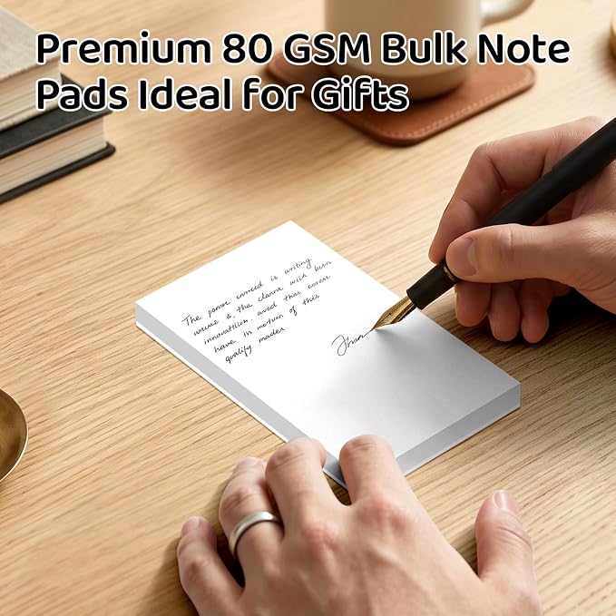 24 Pack White 3 x 5 Inch Blank Notepads 50 Sheets Each, Unruled Paper Pads with Hard Backing for Lists, Notes & Reminders | No-Bleed Writing Paper for Students, Teachers & Professionals