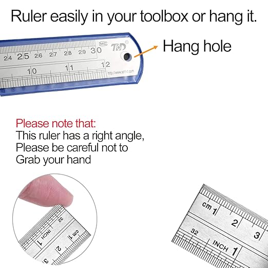YouOKLight Stainless Steel Ruler 2-Pack, 12 Inch & 30 cm Metal Ruler Dual Scale, Flexible Yet Durable Metric and Imperial for Drawing, Engineering, Sewing, School, Office – Silver