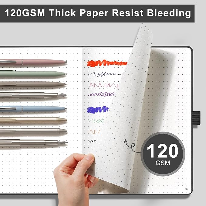 AHGXG Dotted Journal Notebook, 160 Numbered Pages, A5 Size (5.7'' x 8.3'')