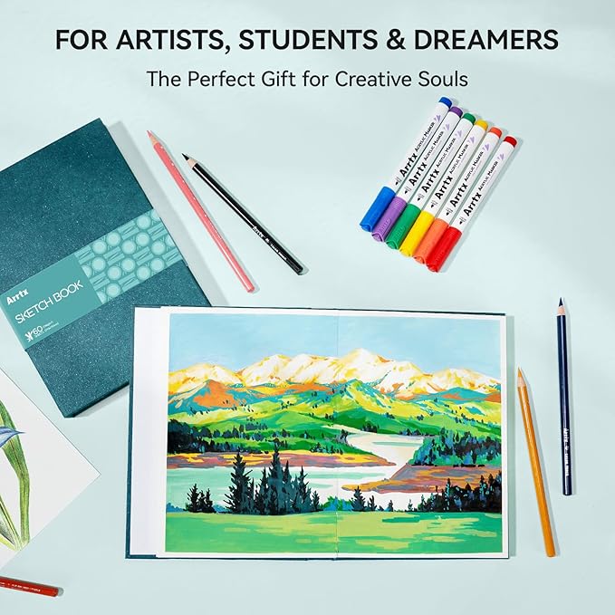 Arrtx Premium Sketch Book A5 (120 Pages, 180 GSM) - Thick Acid-Free Drawing Paper, Hardcover Art Sketch Pad | 8.3” x 5.9” | Ideal for Artists, Students, Professionals