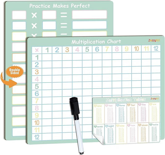 Multiplication Dry Erase Board for Kids: Times Tables, Math Multiplication Chart, Multiplication Learning Tools for School Supply & Homeschool