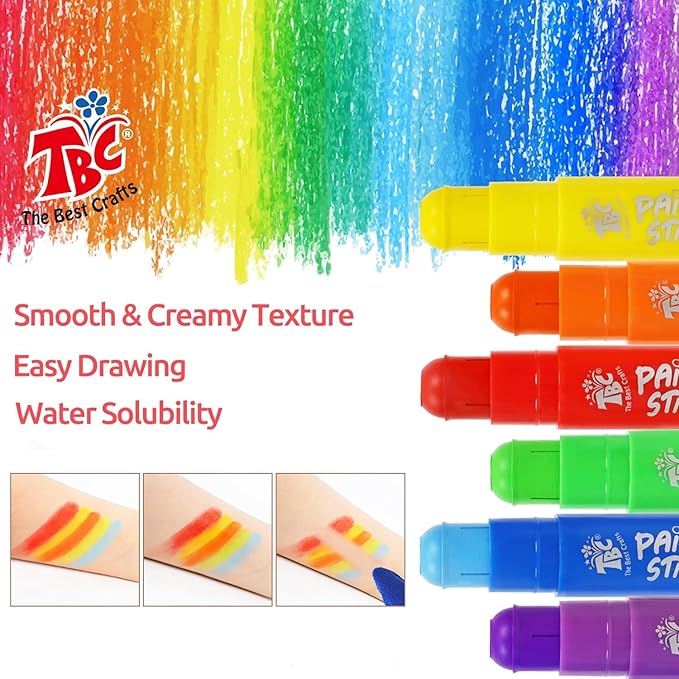 TBC The Best Crafts Paint Sticks,12 Colors Metallic, Washable, Non-toxic, Tempera Paint Sticks for Kids and Students
