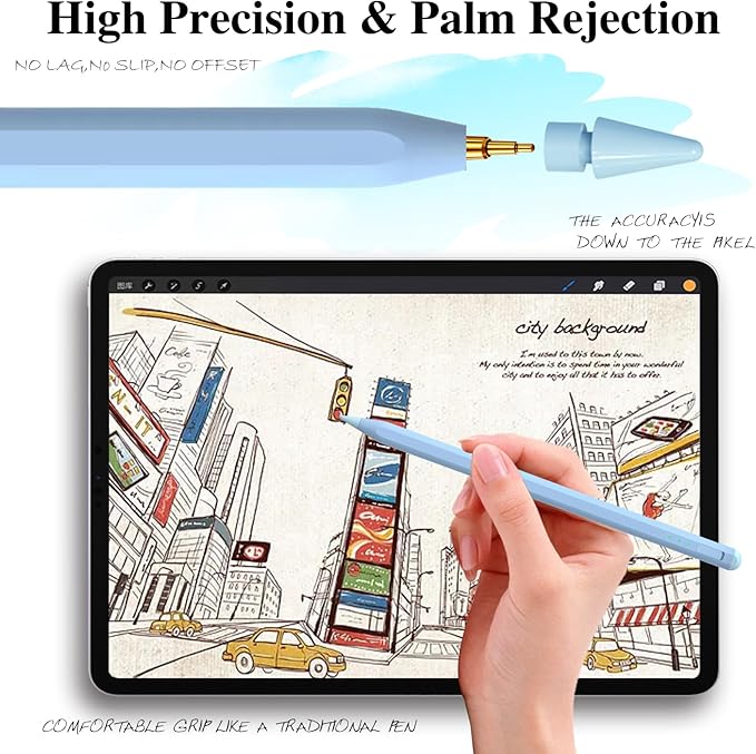 Stylus Pen for iPad11&10thGen,14Mins Faster Charge, with Pencil Holder,Palm Rejection, Tilt Sensitivity, for iPad Air11&13-inch(M3/M2), iPad Pro 11&13-inch (M4),iPad 6-11th,iPad Pro 11/12.9 inch