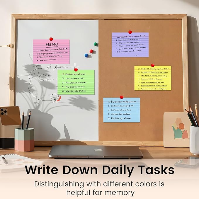 Index Cards 4x6, 200 Sheets, Ruled Color Flash Cards for Effective Studying and Note-Taking, Premium Note Cards, Essential School Supplies for College & Office, Home Organization & Study Supplies