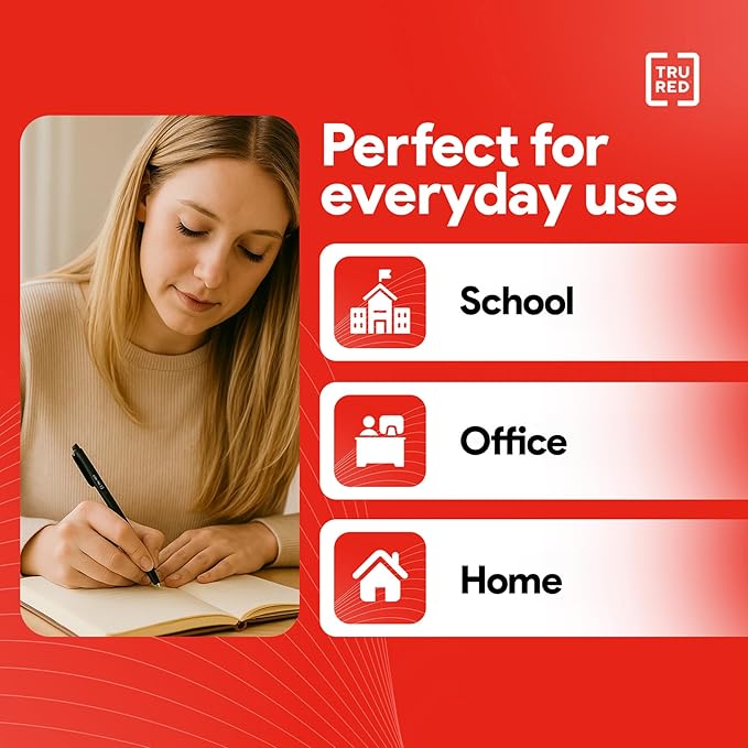 TRU RED Retractable Gel Pens, Medium Point 0.7mm, Black Ink, 5 Pack – Quick‑Dry Pens for No‑Smear Notes & Office Writing
