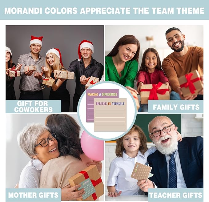 Yinder 24 Pcs Inspirational Sticky Notes Cute Motivational Sticky Notes Pad End of Year Employee Appreciation Gifts Bulk for Teacher Nurse Coworkers Office Supplies 3 x 3'' (Motivational,Morandi)