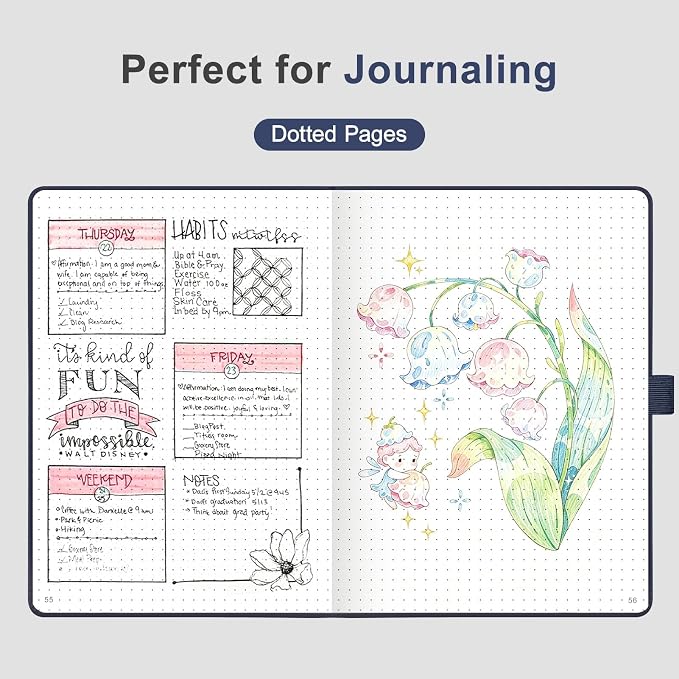 AHGXG Dotted Journal Notebook, 160 Numbered Pages, A5 Size (5.7'' x 8.3'')